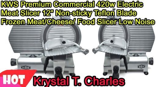 KWS (MS-12N) Commercial Electric Meat Slicer - KWS Premium Commercial 420w Electric Meat Slicer 12" Non sticky Teflon Blade 2020