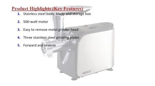 500 Watt Stainless Steel Food Grinder (FG-180)