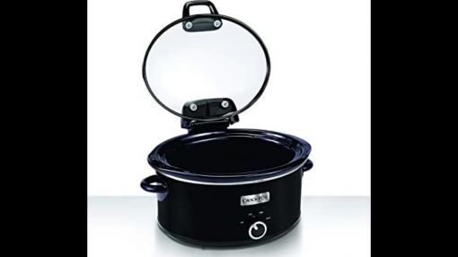 Crock-Pot (SCCPVM600H-BI) 6-quart. Hinged-Lid Oval Slow Cooker - Crockpot Metallic Cooker with Hinged Lid, 6 quart, Black (SCCPVM600H-BI)