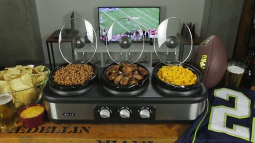 Bella Black (14582) Triple Slow Cooker - BELLA Triple Slow Cooker and Server