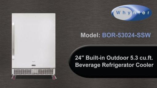 Whynter (BOR-326FS) Stainless Steel 3.2 cu. ft. Indoor/Outdoor Beverage Refrigerator - Whynter 24″ Built-in Outdoor 5.3 cu.ft. Beverage Refrigerator Cooler