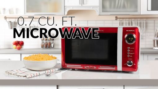 Nostalgia (RMO7RR) Retro 0.7 Cu.Ft 700-Watt Countertop Microwave Oven - RMO7RR | Retro 0.7 Cu. Ft. Microwave