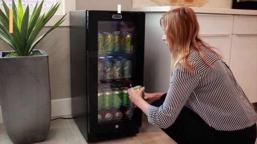 Whynter (BBR-801BG) 80-can Capacity Convertible Beverage Center - Whynter Built-in Black Glass 80-can capacity 3.4 cu ft. Beverage Refrigerator BBR-801BG