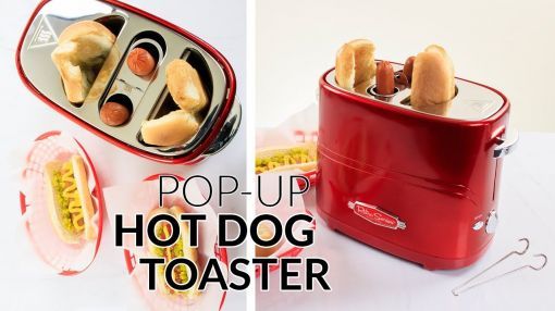 Nostalgia (HDT600RETRORED) Retro Pop-Up Hot Dog Toaster - HDT600RETRORED | Retro Pop-Up Hot Dog Toaster