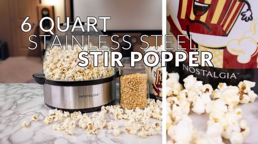 Nostalgia (SP660SS) Stirring Speed Popcorn Popper - SP660SS | 6-Quart Stainless Steel Stir Popper