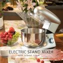 Electric Food Stand Mixer 6 Speed 6.3Qt 650W Tilt-Head Stainless Steel Bowl in Silver