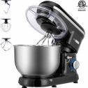 650W 6 Speed 6 Quart Tilt-Head Kitchen Electric Food Mixer with Beater, Dough Hook and Wire Whip in Black