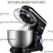 650W 6 Speed 6 Quart Tilt-Head Kitchen Electric Food Mixer with Beater, Dough Hook and Wire Whip in Black - 3