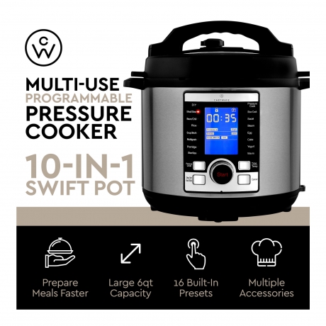 ChefWave Swift Pot 10-in-1 Multi-Use Programmable Pressure Cooker w ...