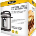 Bella 6 Quart 10-in-1 Pre-Programed Pressure Cooker, Rice Maker, Steamer with LED Screen and Soft Touch Controls, Silver (New Open Box)