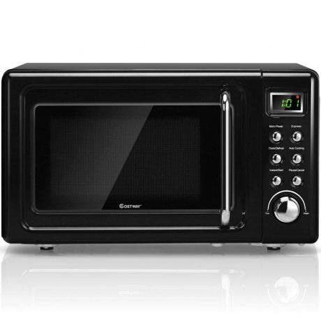 Costway 700W Red Retro Countertop Microwave Oven with 5 Micro