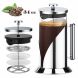 French Press Coffee Maker, Premium Milk Frother, 304 Stainless Steel Bracket Coffee Press with 4-Level Filtration Structure, Heat Resistant Borosilicate Glass Carafe with Scale, Dishwasher Safe, 34 Oz - 0