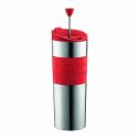 Bodum TRAVEL PRESS French Press Coffee and Tea Mug, Stainless Steel, Red