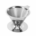 HERCHR 1Pc Stainless Steel Pour Over Coffee Dripper Double Layer Mesh Filter Cup Stand Home Office Use, Stainless Filter Cup, Stainless Coffee Dripper