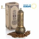 Coffee Grinder, Refillable Turkish Style Mill with Adjustable Grinder, Manual Coffee Mill with Handle, Antique Grinder Metal with Hand Crank, Adjustable Coarseness (Antique Gold)