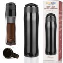 GoldTone Brand Portable French Press Vacuum Insulated Travel Mug - Double Walled French Press Tea/Coffee Maker - Premium Stainless Steel - 350 mL / 12 fl oz Black