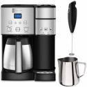 Cuisinart SS-20 Coffee Center 10-Cup Thermal Single-Serve Brewer Coffeemaker Silver (SS-20) with Milk Frothing Pitcher 12 oz. with Measurement Markings & Milk Frother Handheld Electric Foam Maker