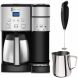Cuisinart SS-20 Coffee Center 10-Cup Thermal Single-Serve Brewer Coffeemaker Silver (SS-20) with Milk Frothing Pitcher 12 oz. with Measurement Markings & Milk Frother Handheld Electric Foam Maker - 0