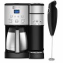 Cuisinart SS-20 Coffee Center 10-Cup Thermal Single-Serve Brewer Coffeemaker Silver (SS-20) with Deco Gear Milk Frother Handheld Electric Foam Maker For Coffee, Latte, Cappuccino