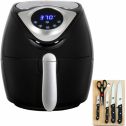 Deco Chef 3.7QT Electric Oil-Free Digital Air Fryer for Healthy Frying (DAIRFR) w/ Home Basics 5-Piece Knife Set with Cutting Board