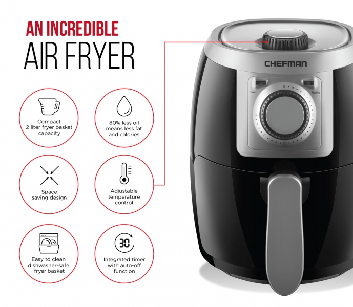 Chefman TurboFry 2 Liter Air Fryer with Adjustable Temperature Control