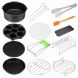 12Pcs 8" Black Air Fryer Accessories Cooking & Baking Kitchen Tools Dish, Pizza Pan & Layered Rack Fit for 4.2-6.8QT Air Fryer - 1