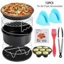 13Pcs 7 In Air Fryer Accessories Air Frying Pan Fryer Baking Basket Pizza Plate Grill Pot Mat for 3.7QT-5.3QT