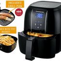 Ovente Air Fryer with Non-Stick 3.2 Quarts Frying Basket and LED Display Touch Sensor, Powerful 1400 Watts Electric Hot Air Fryers with Stainless Steel Heating Element, Black (FAD61302B)