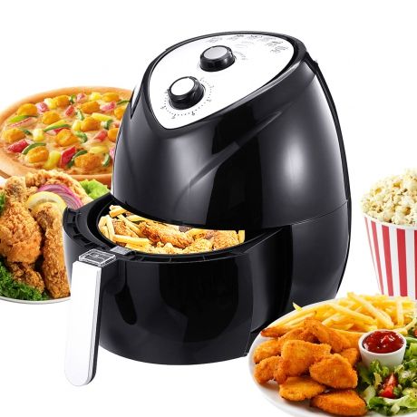 5.2 Quart Air Fryer Oven with Space Saving Flat Basket, Oil-Free ...