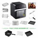gowise usa 12.7-quart 15-in-1 electric air fryer oven w/rotisserie and dehydrator, 1600w with 10 accessories and 3-piece air fryer oven accessory set + 50 recipes for your air fryer oven cookbook (bla