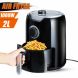 110V 1000W  Balck Stainless Steel  Air Fryer Cooker 2L Capacity Adjustable Temperature Control - 1