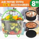 4Pcs 8'' Air Fryer Oven Accessories Steamer Basket Set For Philips 4.2-6.8QT
