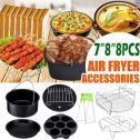 7â€œ 8â€ 8pcs/Set of Air Fryer Accessories for Phillips Gowise and Cozyna,Cooking Accessories for Cake Pizza Barbecue