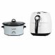 Brentwood Appliances AF-350W 3.7-Quart Electric Air Fryer (White) and SC-140W 4.5-Quart Scallop Pattern Slow Cooker (White) Bundle - 0