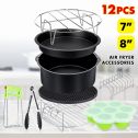 12-IN-1 Black/ Gold Air Fryer Accessories Cooking & Baking Oven Accessories Fit for 3.2-6.8QT /4.2-6.8QT Air Fryer Kitchen Tools