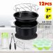 12-IN-1 Black/ Gold Air Fryer Accessories Cooking & Baking Oven Accessories Fit for 3.2-6.8QT /4.2-6.8QT Air Fryer Kitchen Tools - 0