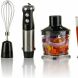 Ovente Multi Purpose Immersion Hand Blender Set 500 Watts with 6 Speeds Control and 3 Premium Attachments including BPA-Free Food Processor, Egg Whisk, and Mixing Beaker, Black (HS685B) - 1