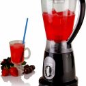 Ovente Professional Smoothies Blender 1.5 Liter Heavy-Duty Stainless Steel Blades with 2 Blending Speed Settings, BPA-Free Blender Jar, 400 Watts Motor, Soft-Touch Handle, Black (BLH1602B)