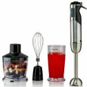 Ovente Immersion Hand Blender Set with 6 Speeds Control and 3 Premium Attachments of BPA-Free Food Chopper, Egg Whisk, and Mixing Beaker Included, 500 Watts, Detachable Shaft, Black (HS665B)