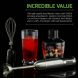 Ovente Immersion Hand Blender Set with 6 Speeds Control and 3 Premium Attachments of BPA-Free Food Chopper, Egg Whisk, and Mixing Beaker Included, 500 Watts, Detachable Shaft, Black (HS665B) - 1