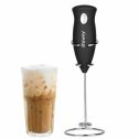 GLiving High Powered Milk Frother Handheld Foam Maker for Lattes-Electric Whisk Drink Mixer for Bulletproof Coffee, Mini Blender and Foamer Perfect for Cappuccino, Frappe, Matcha, Hot Chocolate Black