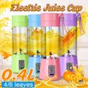 400/380ml(13.5/12.8 us fl oz)  USB Electric Juice Cup, 4/6 Blades Fruit Smoothie Machine Juicer Maker Blender,Sports Bottle