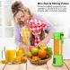 380mL Multi-functional Juicer Cup USB Rechargeable Juice Blender Portable Fruit Mixer Squeezer with 2 Sharp Blades, Suitable for Kitchen, Camping and Travel, Green - 3