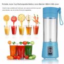 Portable Blender USB Rechargeable, Blue Personal Blender USB Charger Fruit Mixing Machine for Kitchen, 380ml Mini Fruit Juice Extractor Electric Rechargeable Mixer Cup with USB Charger Cable