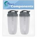 2 Pack UpStart Components Replacement 32 oz Cup with Flip Top To-go Lid for Ninja NutriBullet Pro 900 Series Blender