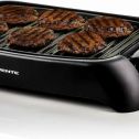Ovente Electric Cooking Grill 13 x 10 Inch Flat Plate, Nonstick Cast Iron Griddle with Oil Drip Pan & Temperature Control, Indoor Kitchen or Outdoor Compact for BBQ Grilling Chicken, Black GD1632NLB