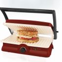 Oster DuraCeramic Panini Maker and Grill, Candy Apple Red