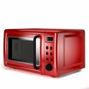 700W Kitchen Glass Turntable Red Retro LED Display Countertop Microwave Oven