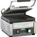 WARING COMMERCIAL WPG150B 9-3/4 x 9-1/4" Ribbed Plates Compact Panini Grill,