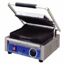 globe food equip bistro 10" single panini grill w/ grooved plates